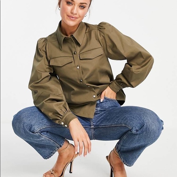 Ted Baker Tops - Ted Baker Damarii balloon sleeve utility shirt Shacket size 3 (S…